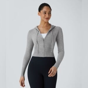 Halara Hooded Drawstring Zipper Long Sleeve Casual Cardigan small